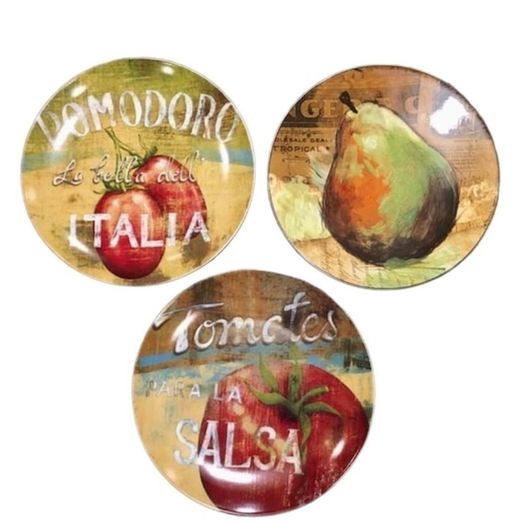 3-8 1/4” DECORATIVE FRUIT, CHINA PLATES. COLORFUL FARMHOUSE PLATES. - Picture 1 of 7